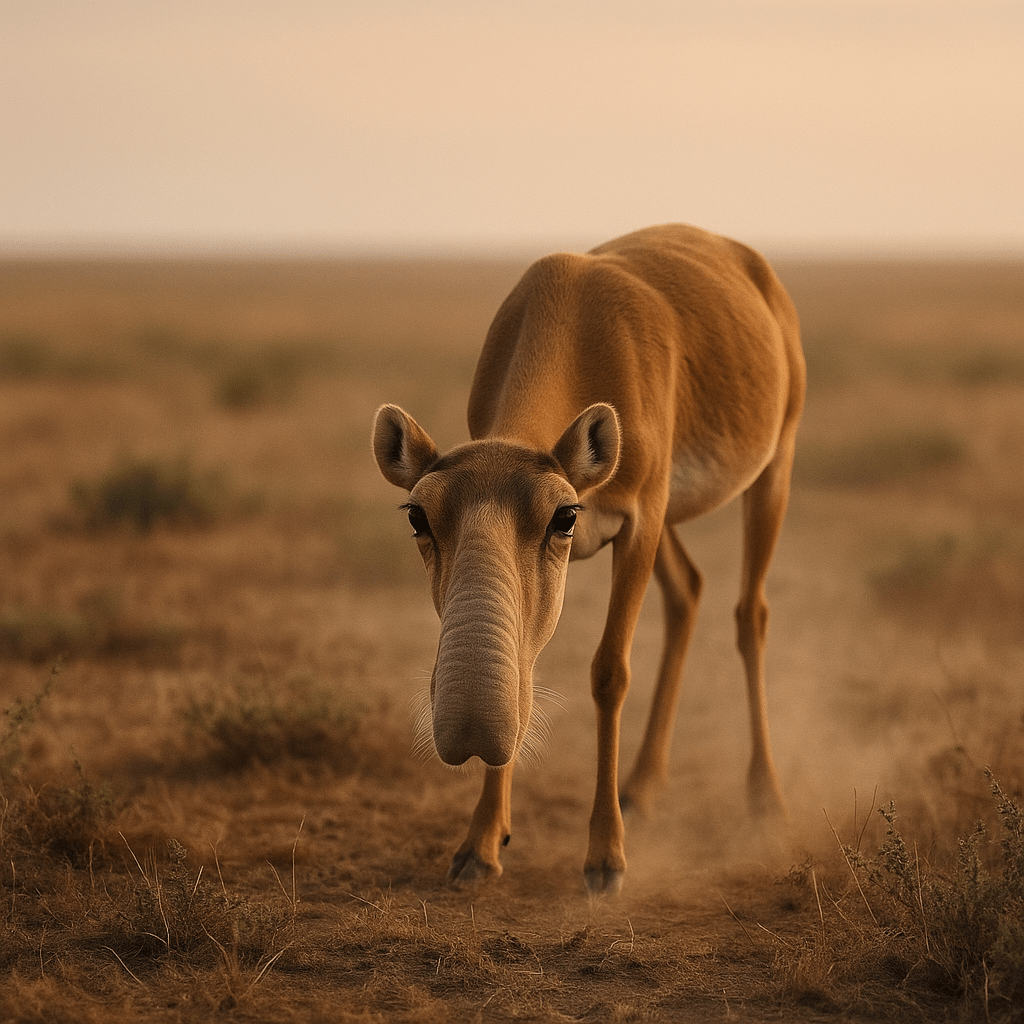 Saïga montrant son nez-filtre