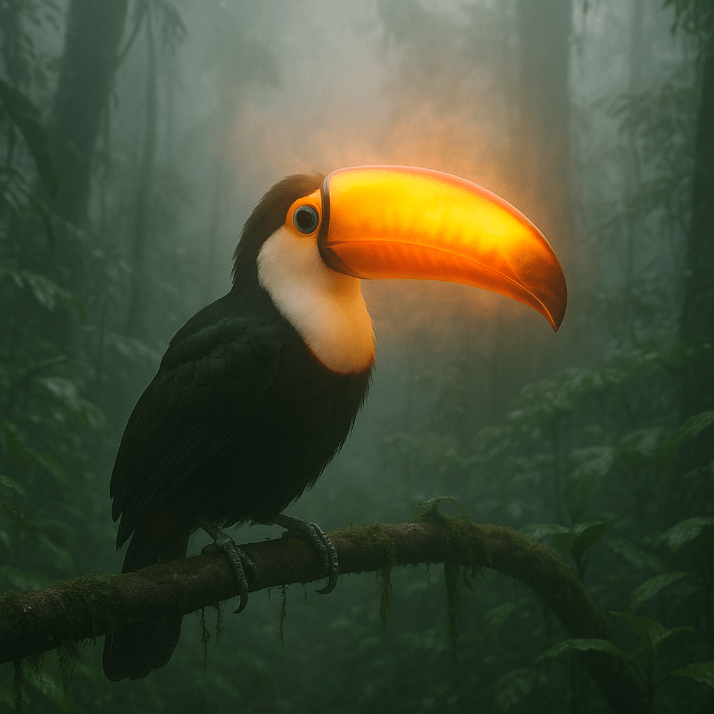 Toucan avec son grand bec coloré