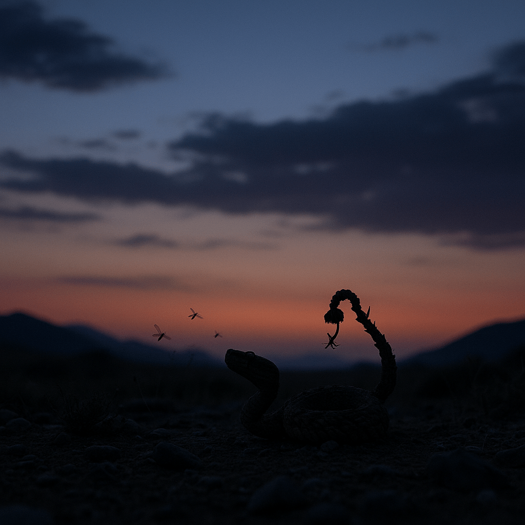 Vipère à queue d'araignée en position d'attaque