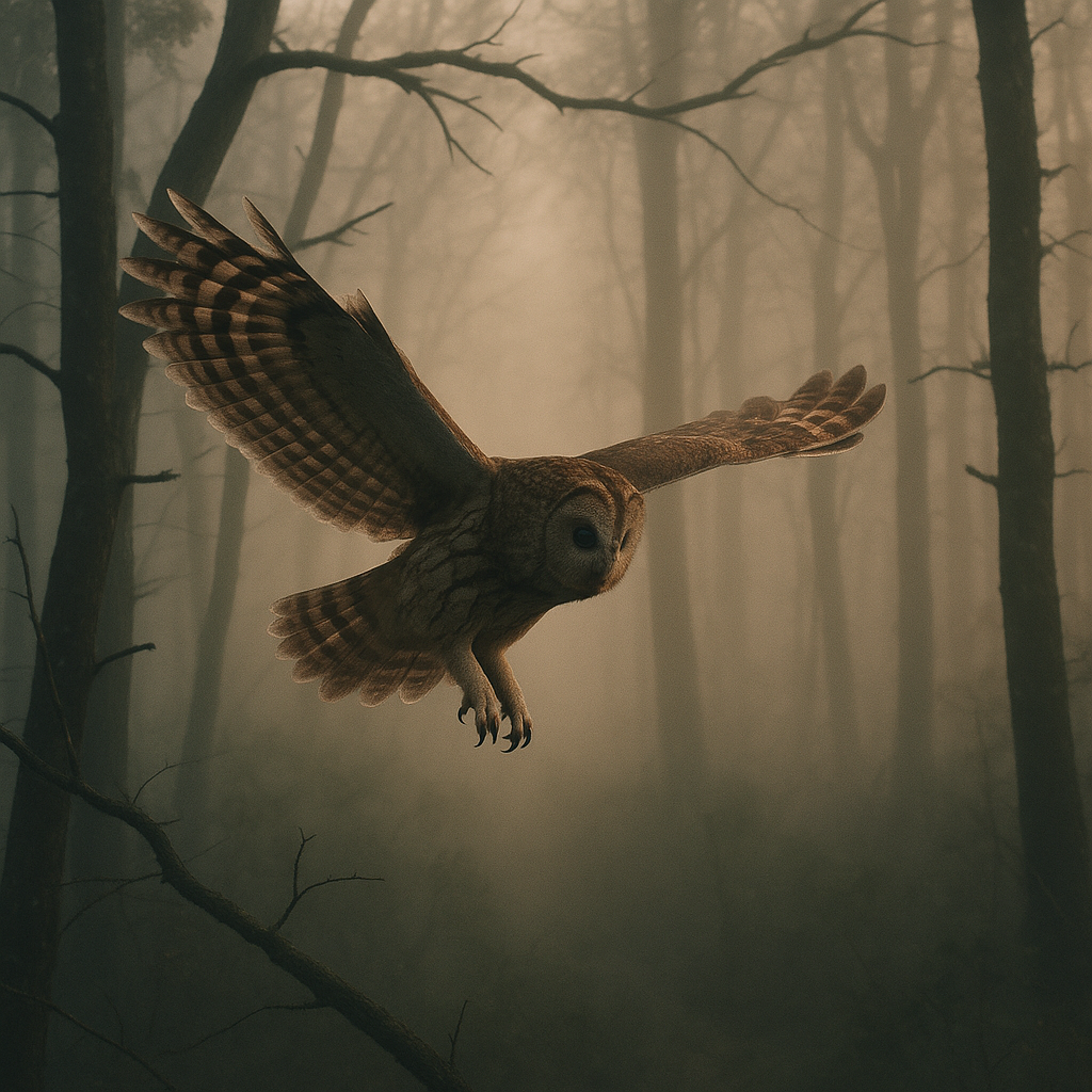 Chouette volant silencieusement