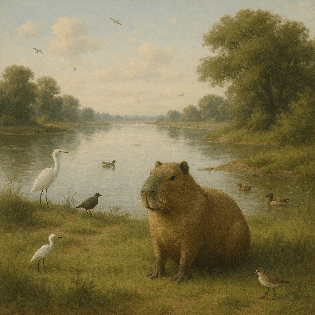 Capybara détendu près de l'eau