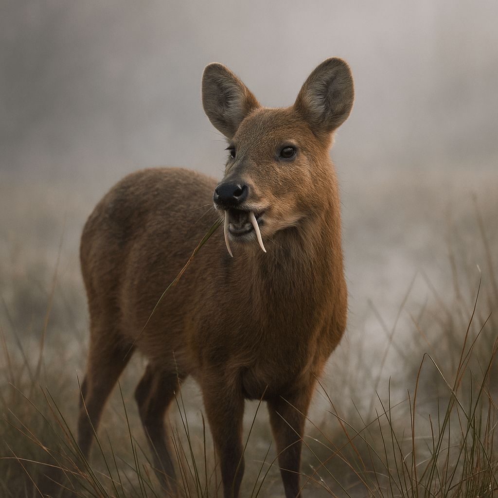 Cerf d'eau sautant dans l'eau