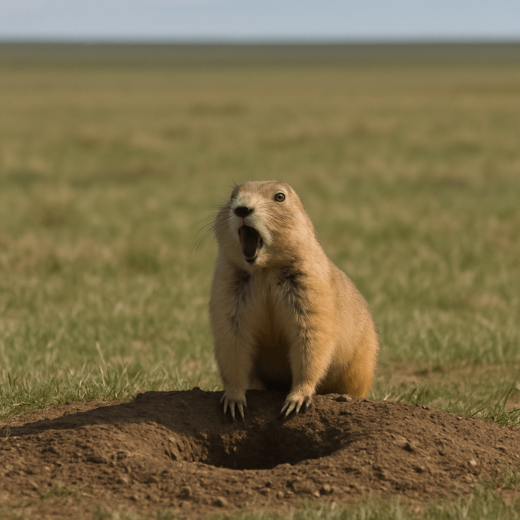 Petit chien de prairie en sentinelle