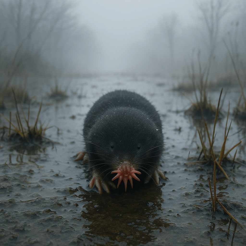 Condylure étoilé sur le point de capturer sa proie