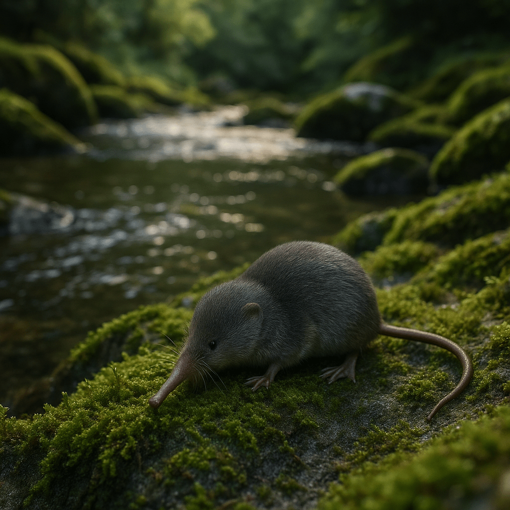 Desman des Pyrénées dans son habitat aquatique