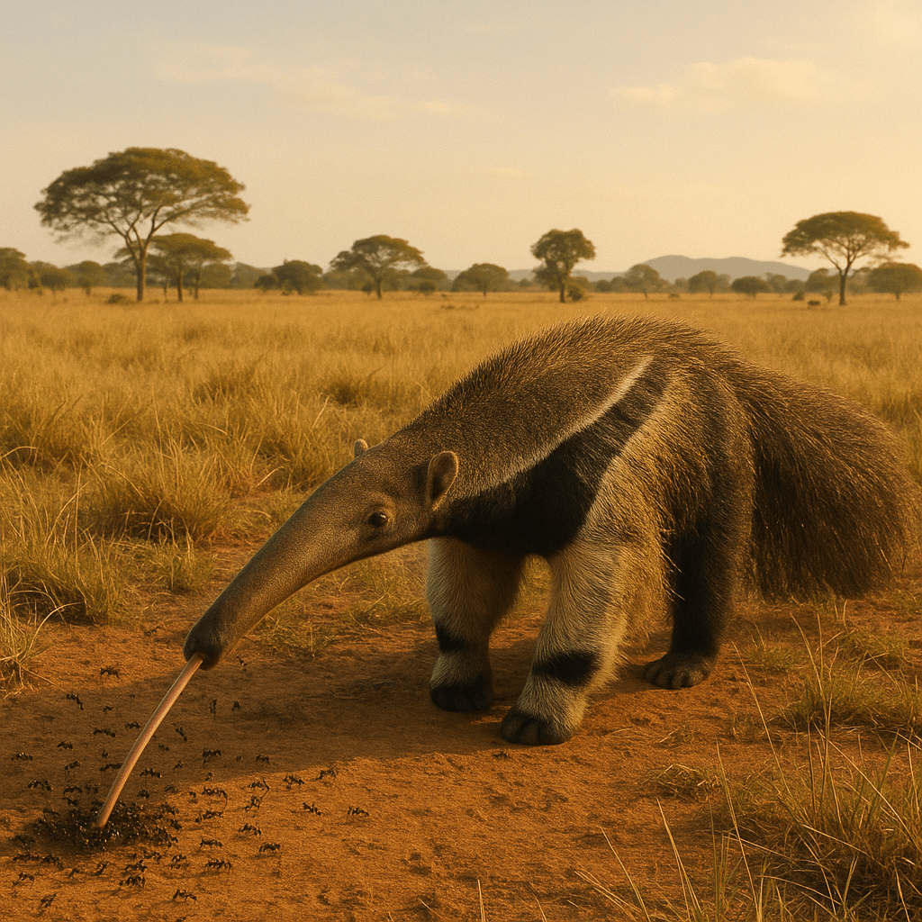 Fourmilier géant se nourrissant d'insectes