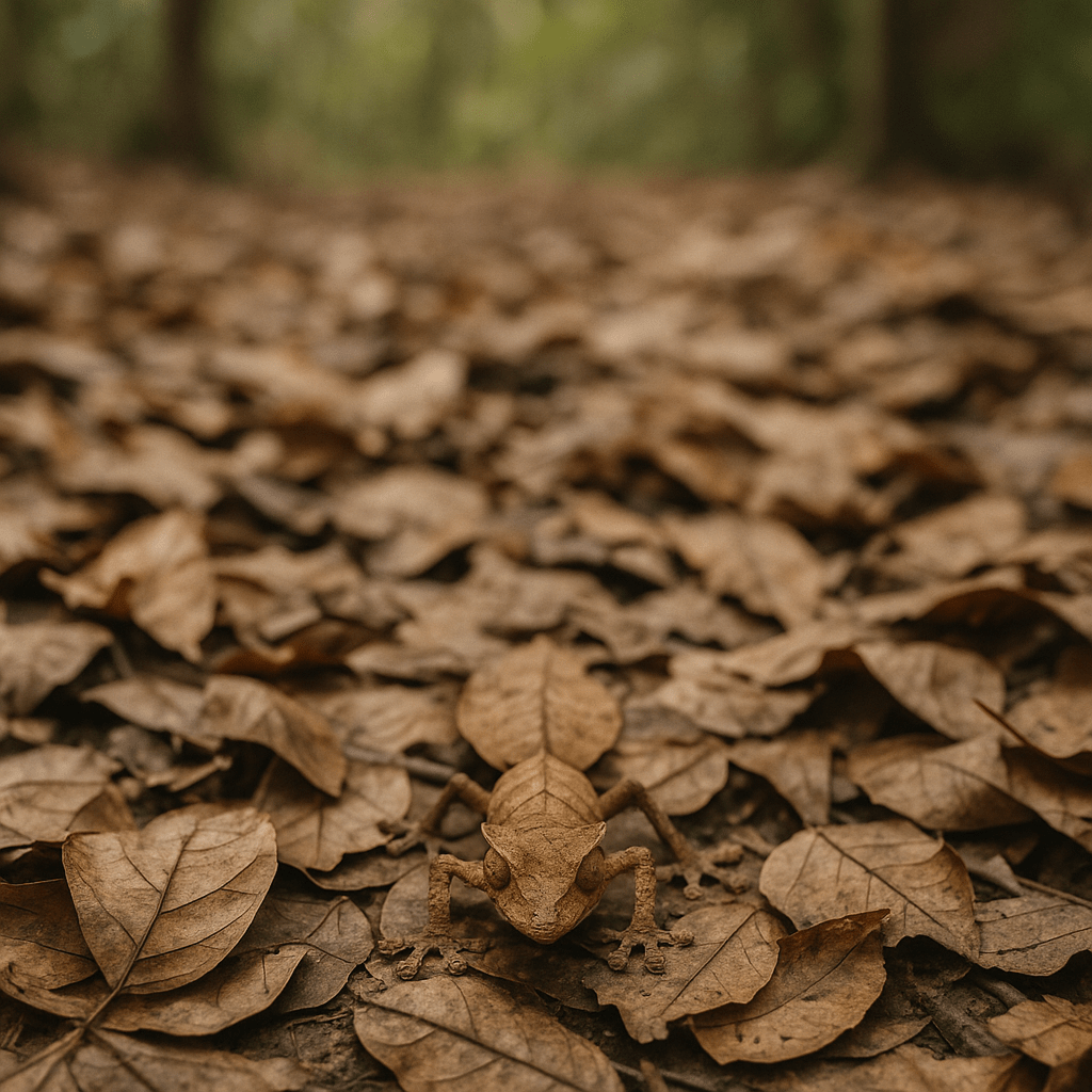 Gecko satanique en camouflage feuille morte