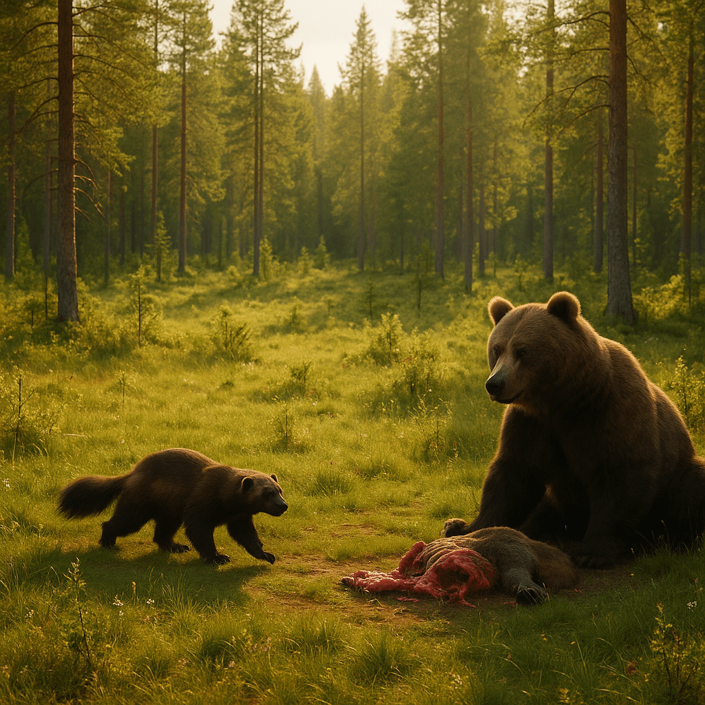 Glouton attaquant un ours