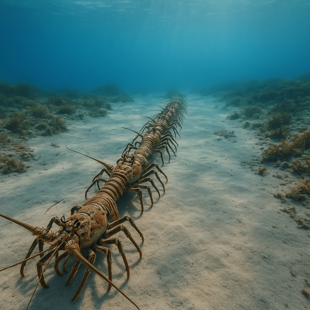 Langouste migrant en file indienne