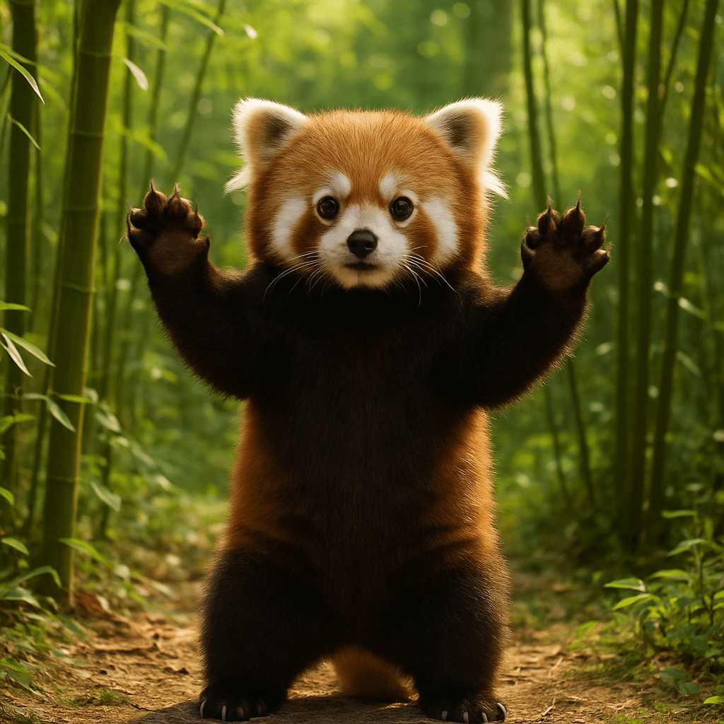Panda roux debout