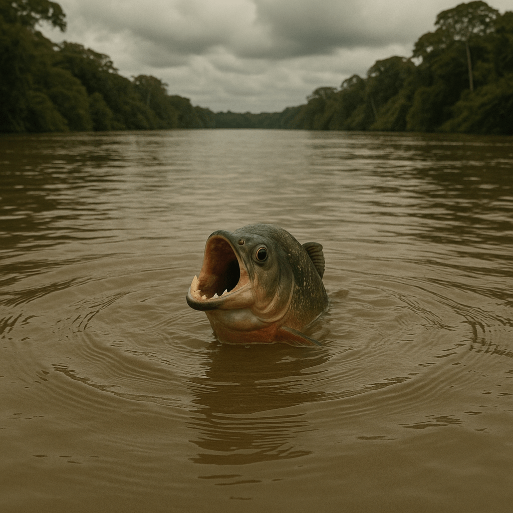 Piranha ouvrant la bouche