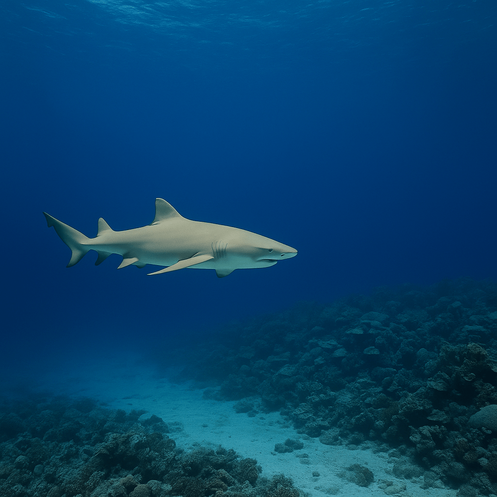 Requin-citron nageant en mer