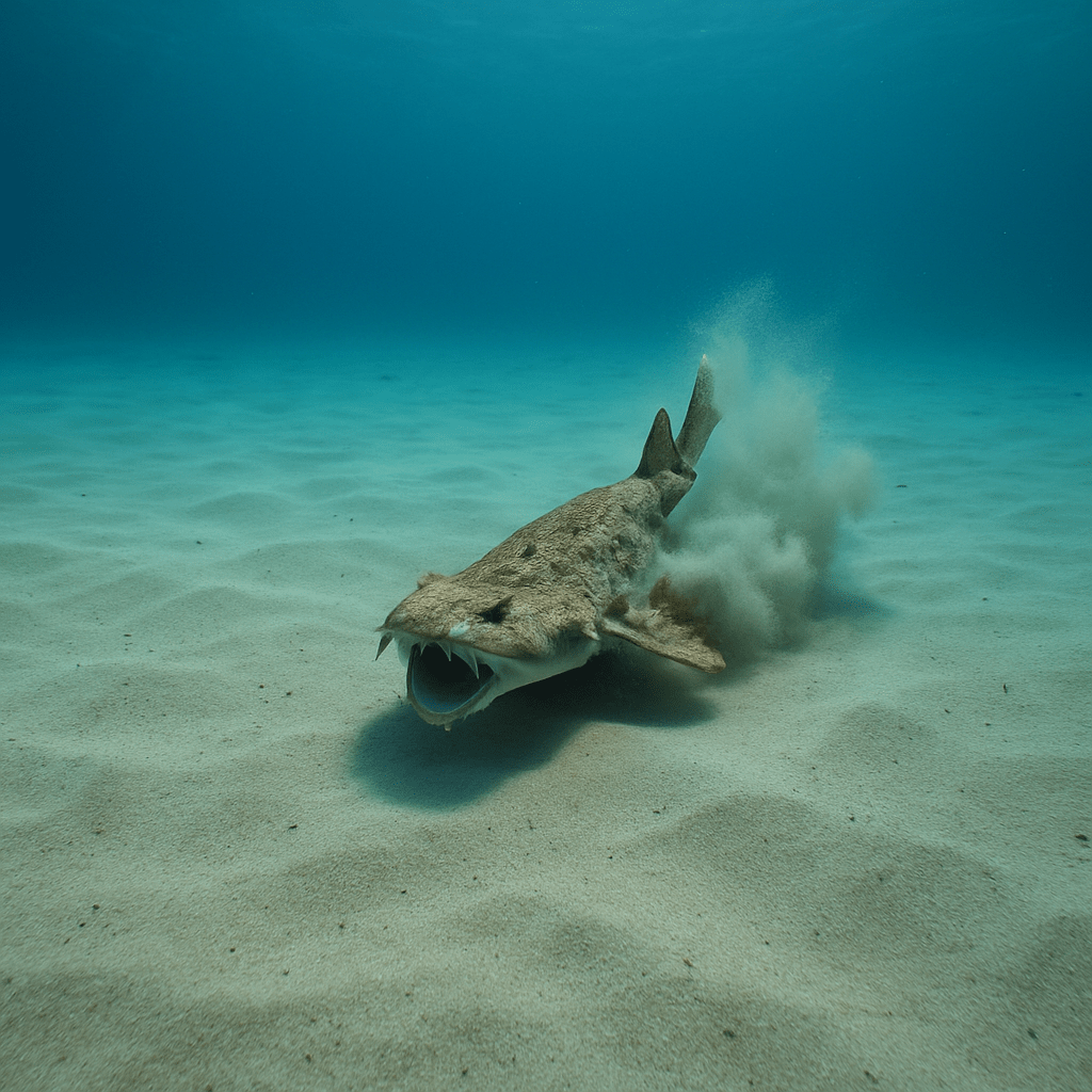 Requin-tapis camouflé sous le sable