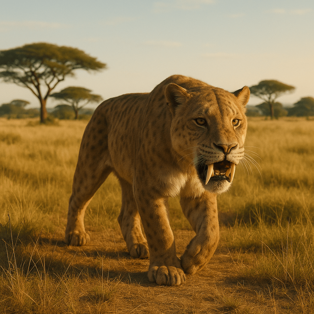 Smilodon montrant ses dents de sabre