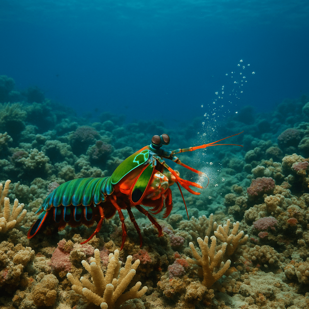 Squille multicolore en action