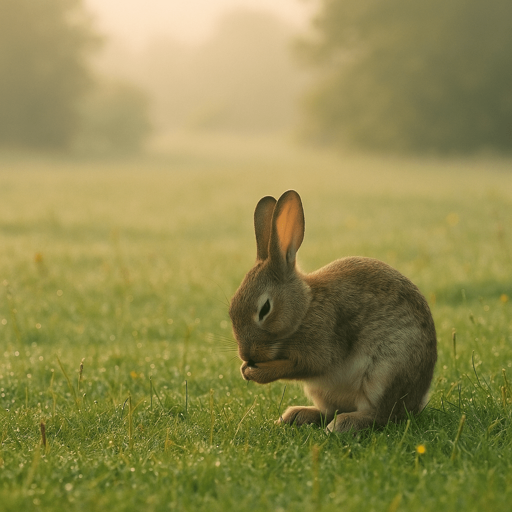 Lapin mangeant ses crottes