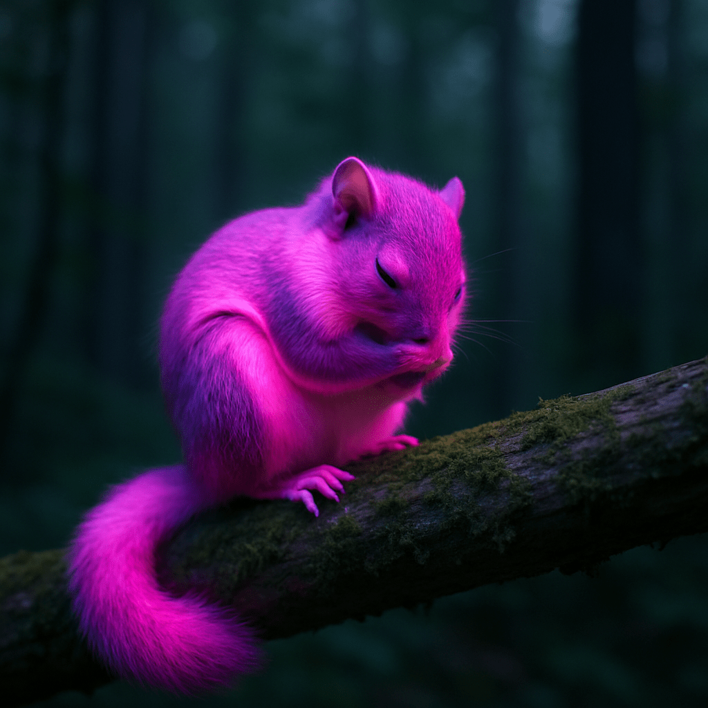 Écureuil volant sous lumière UV