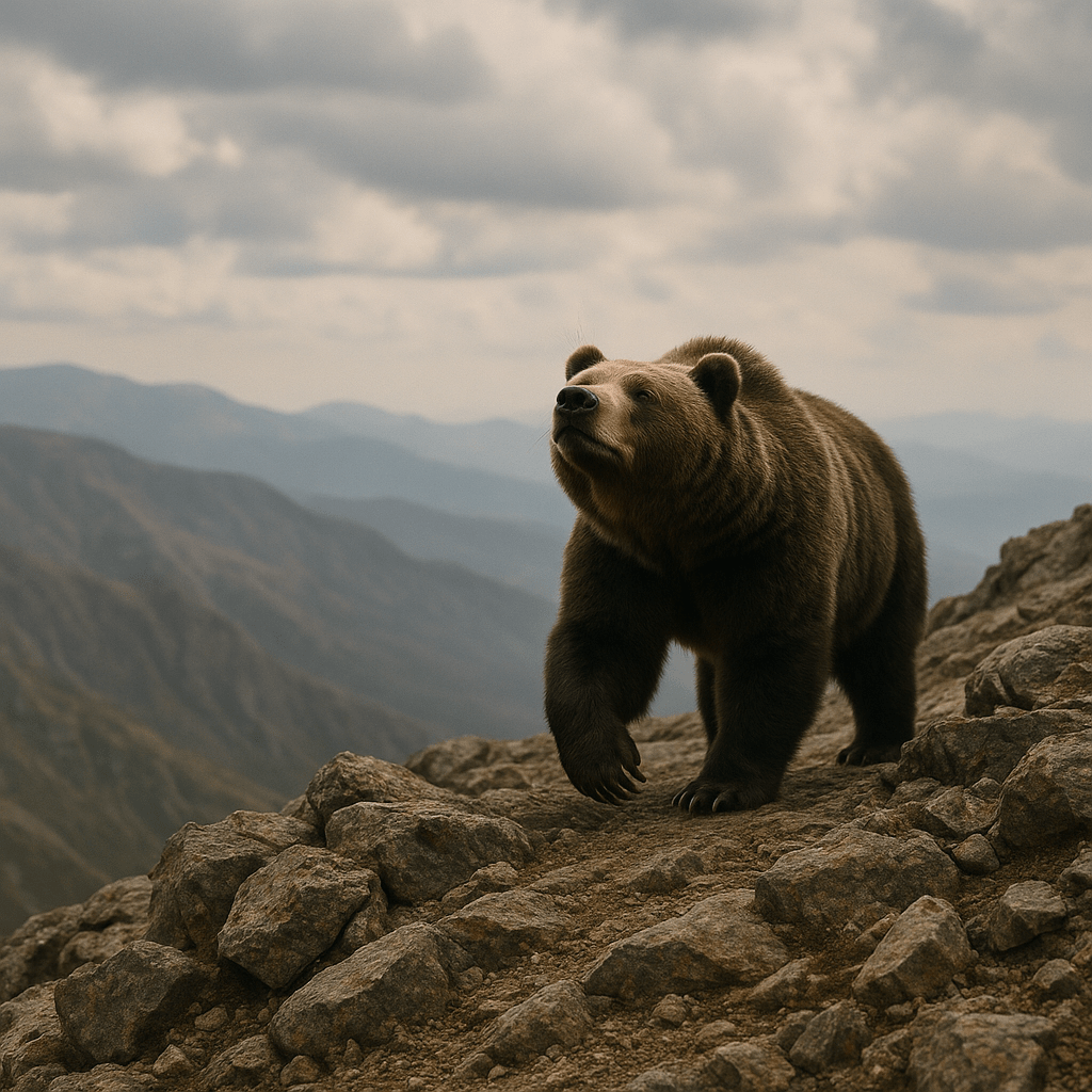 Grizzly reniflant la forêt