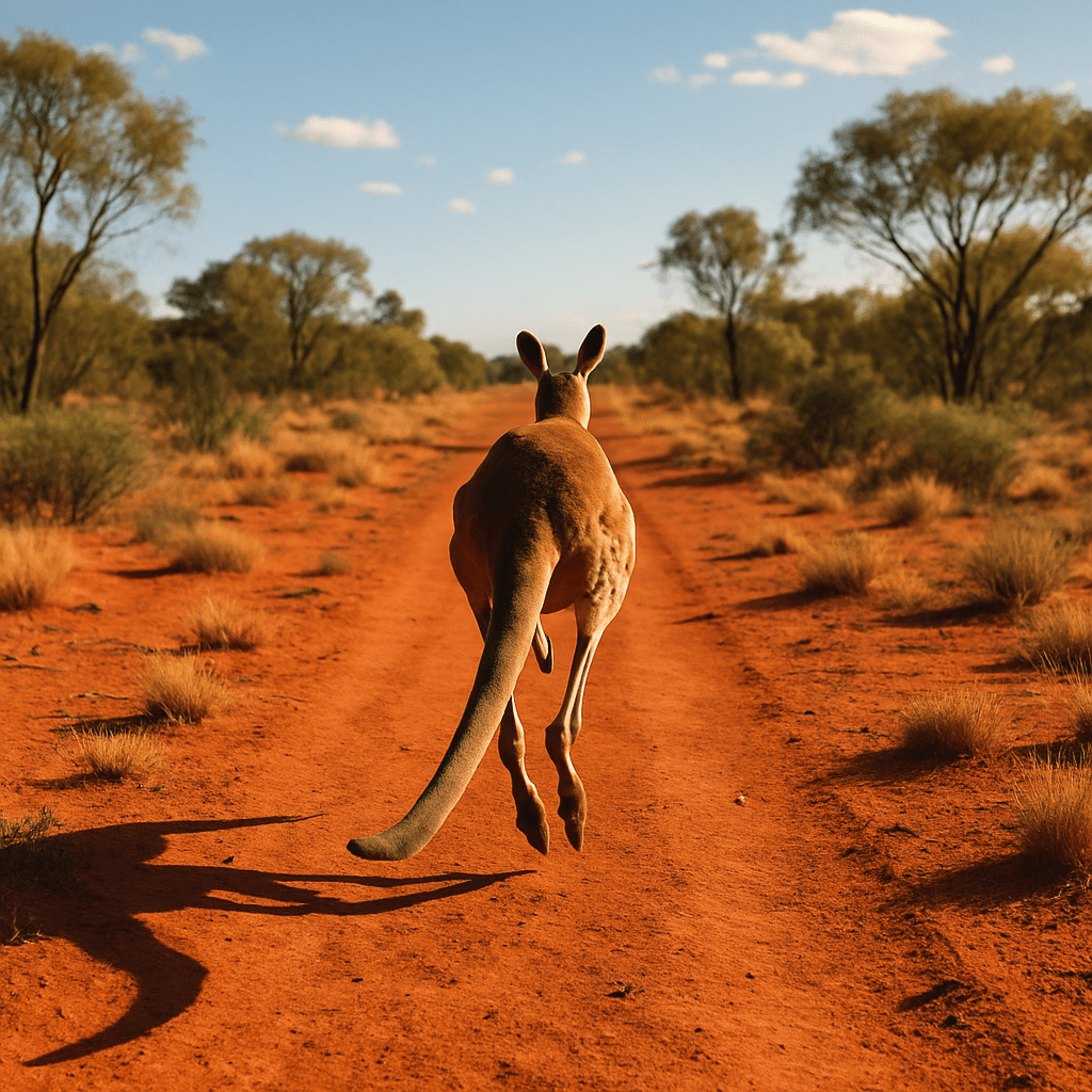 Kangourou en plein saut