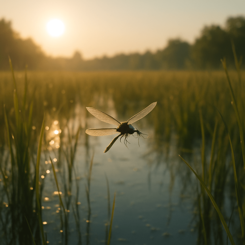 Libellule en vol prête à chasser