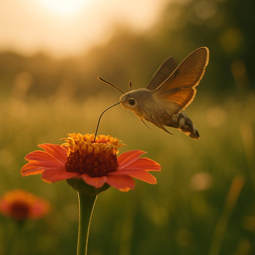 Moro-sphinx en vol stationnaire
