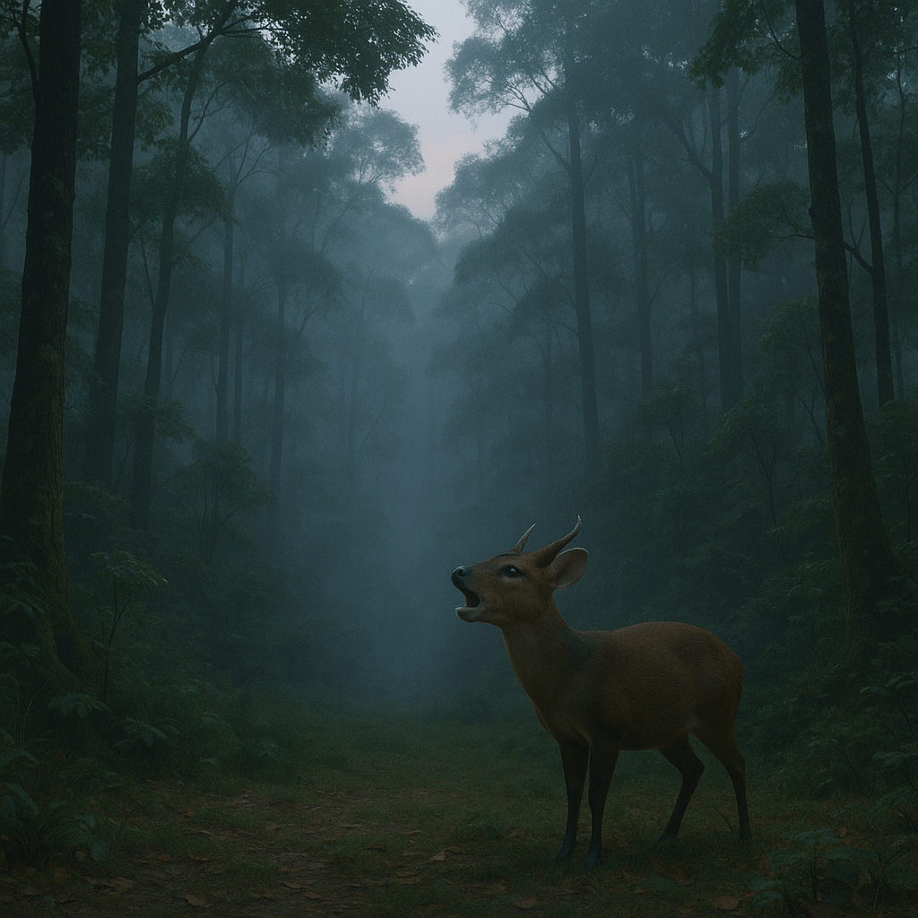 Un cerf muntjac aboie comme un chien