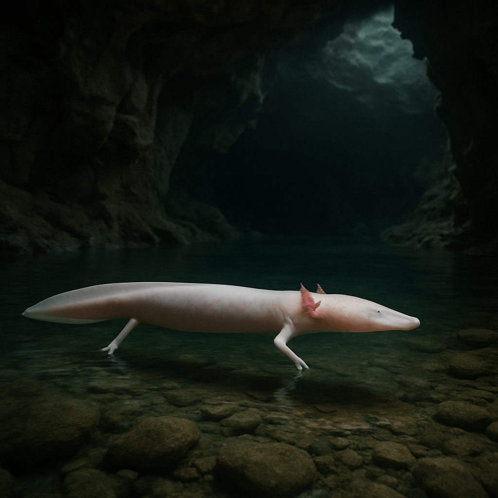 Protée anguillard dans sa grotte