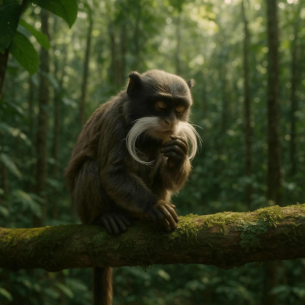 Tamarin empereur moustachu en gros plan