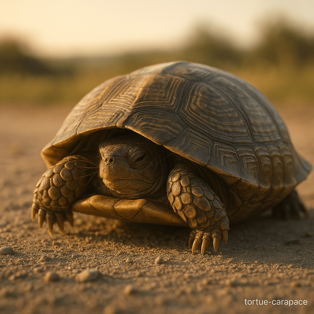 Tortue de profil montrant sa carapace