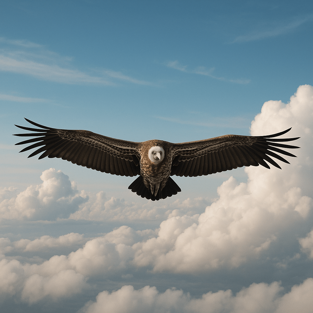 Vautour de Rüppell en vol à grande altitude