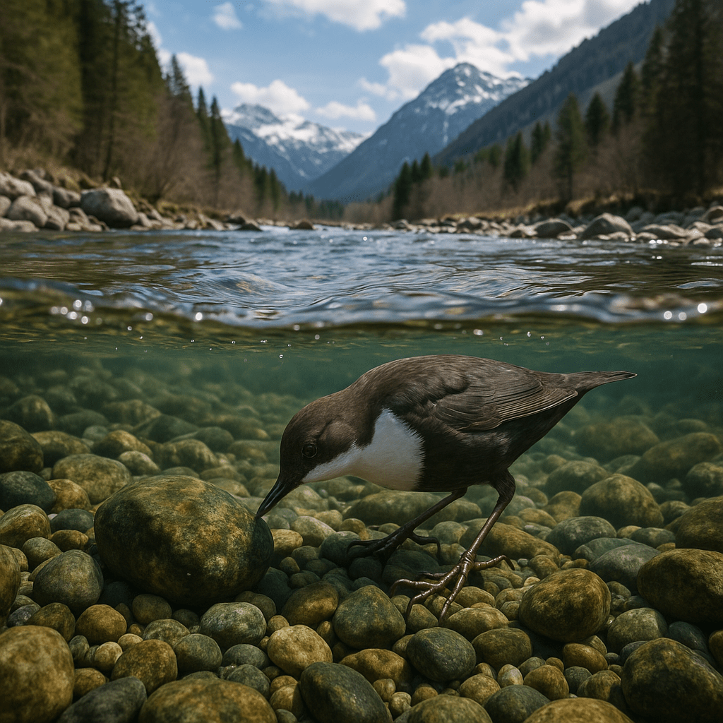 Un cincle plongeur nageant