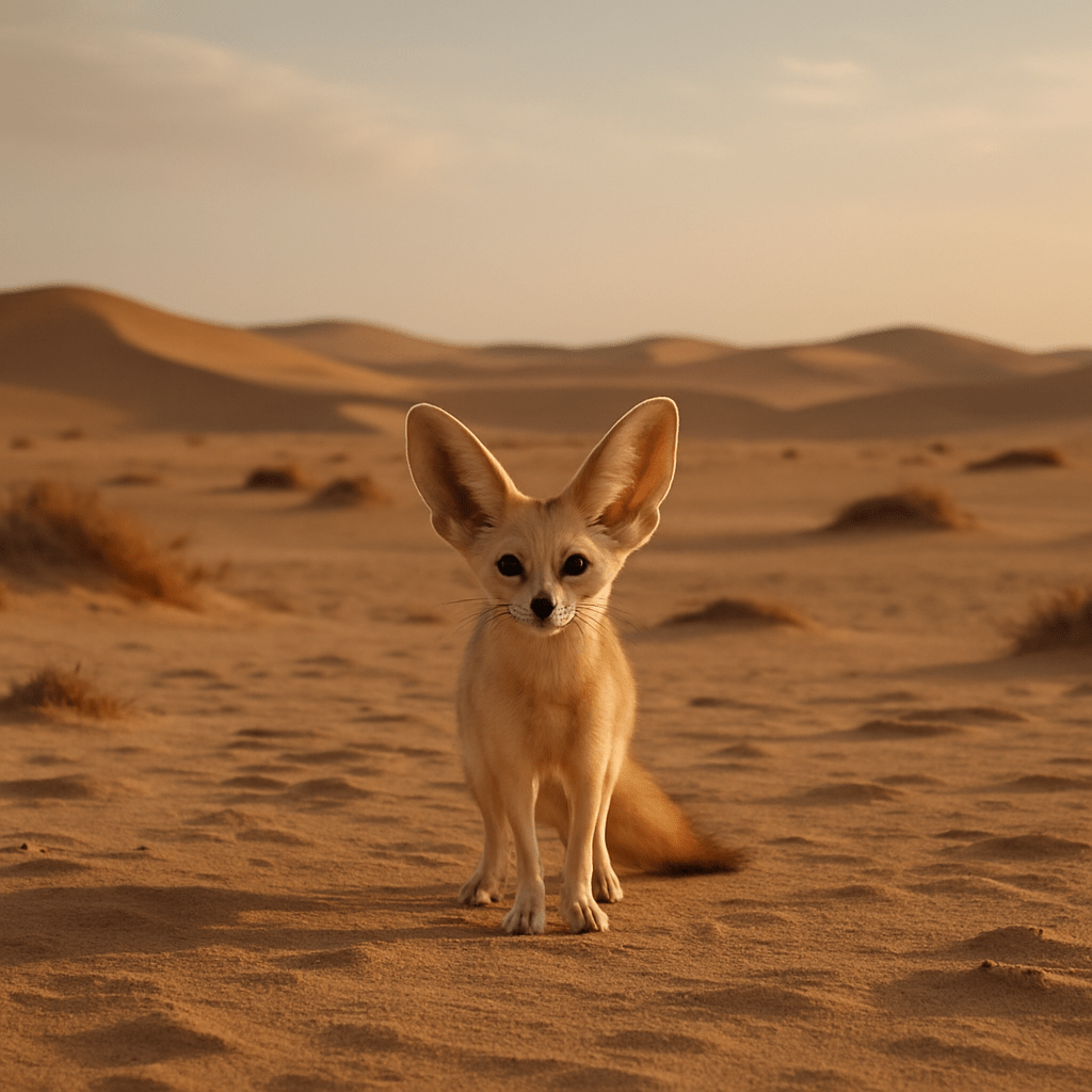 Fennec dans le désert montrant ses grandes oreilles