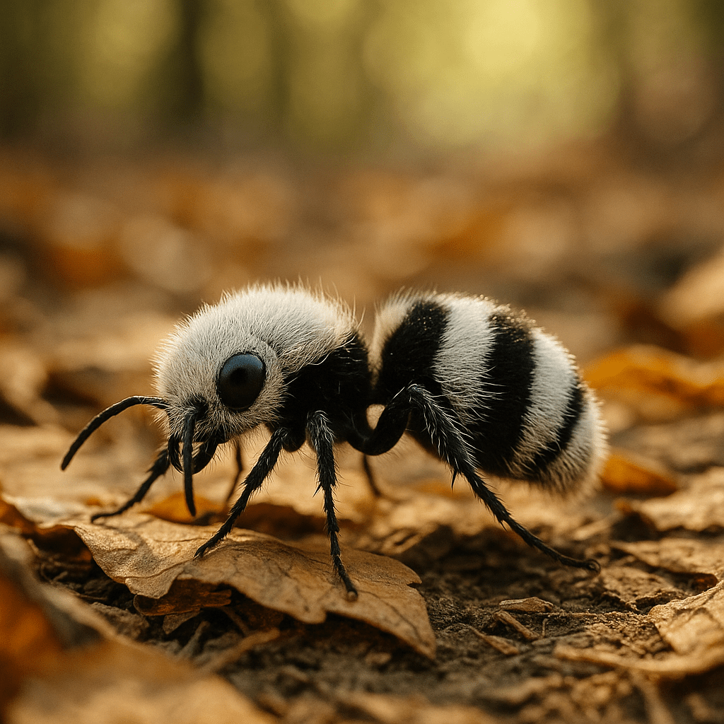 Guêpe au motif noir et blanc appelée fourmi panda