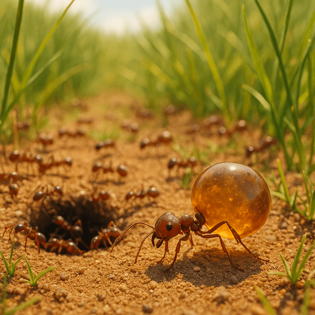 Fourmi pot-de-miel transportant du nectar