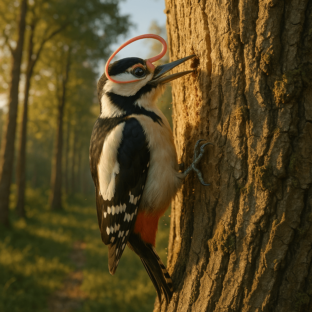 Langue de pic-vert enroulée autour du cerveau