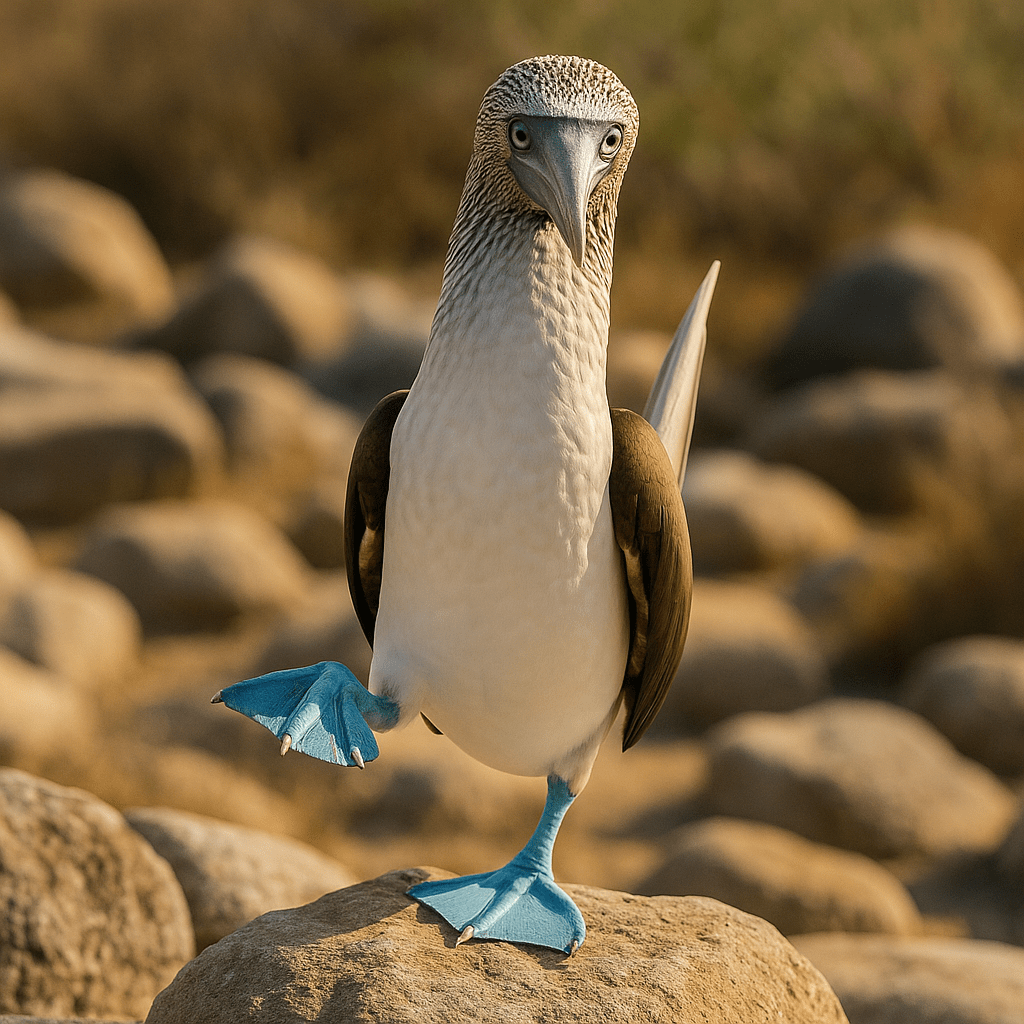 Fou à pieds bleus en pleine parade nuptiale