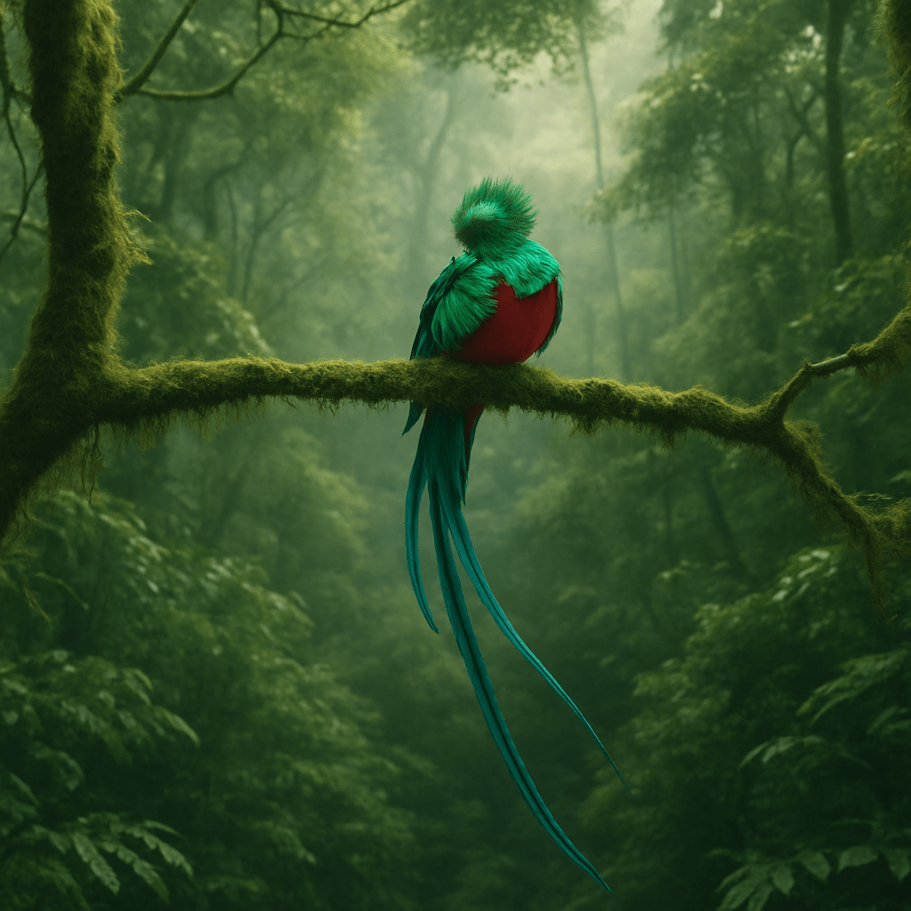 Plumes de quetzal en gros plan