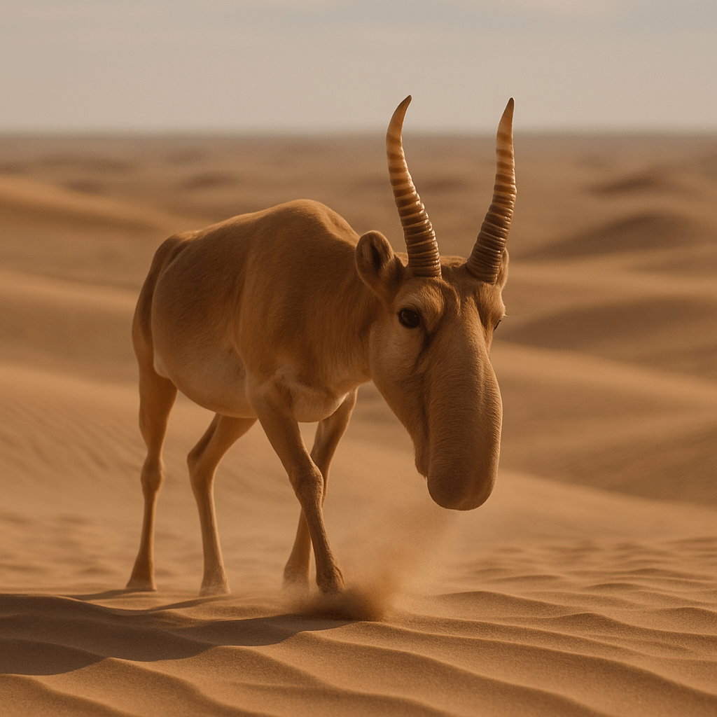 Antilope saïga dans les steppes désertiques