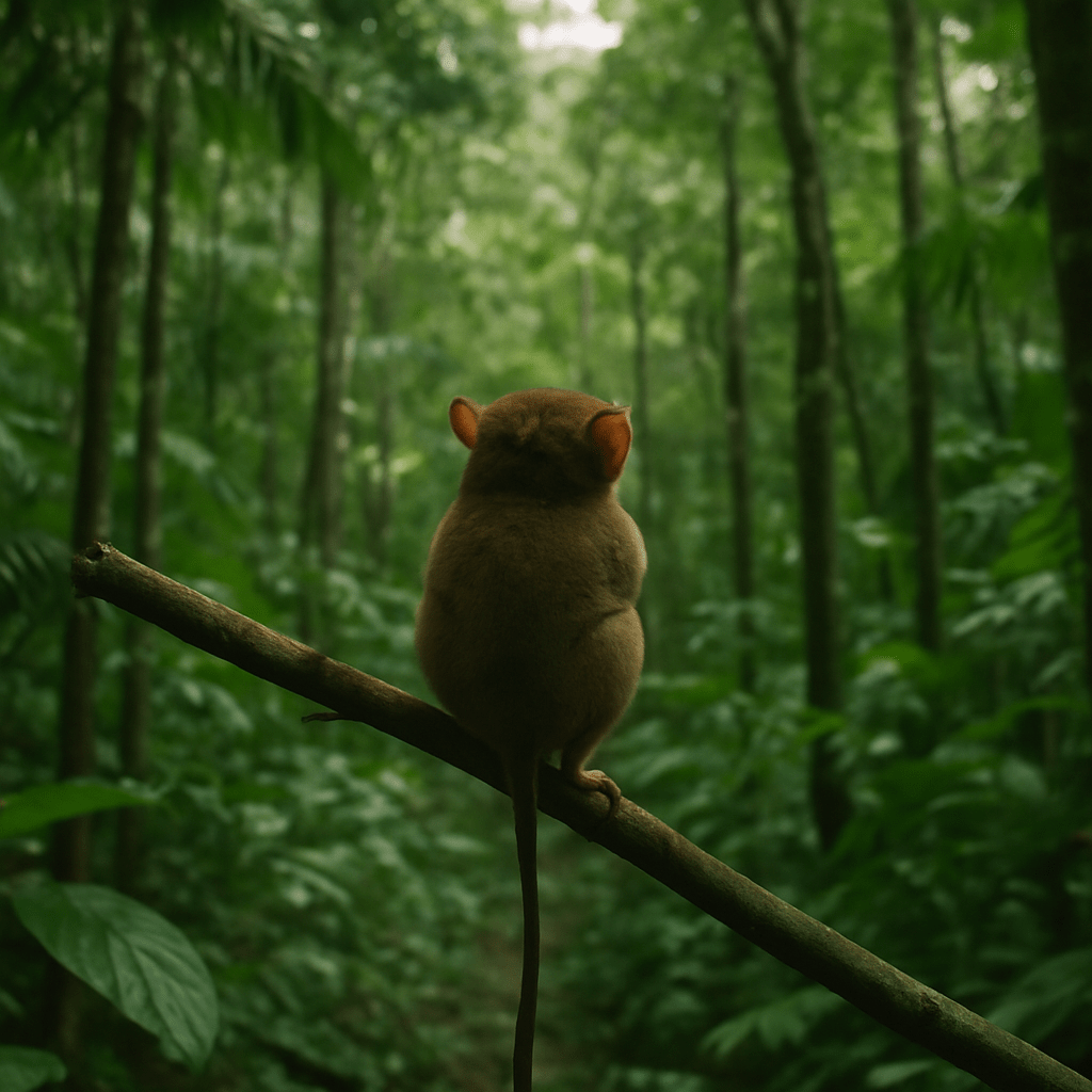 Tarsier tournant sa tête