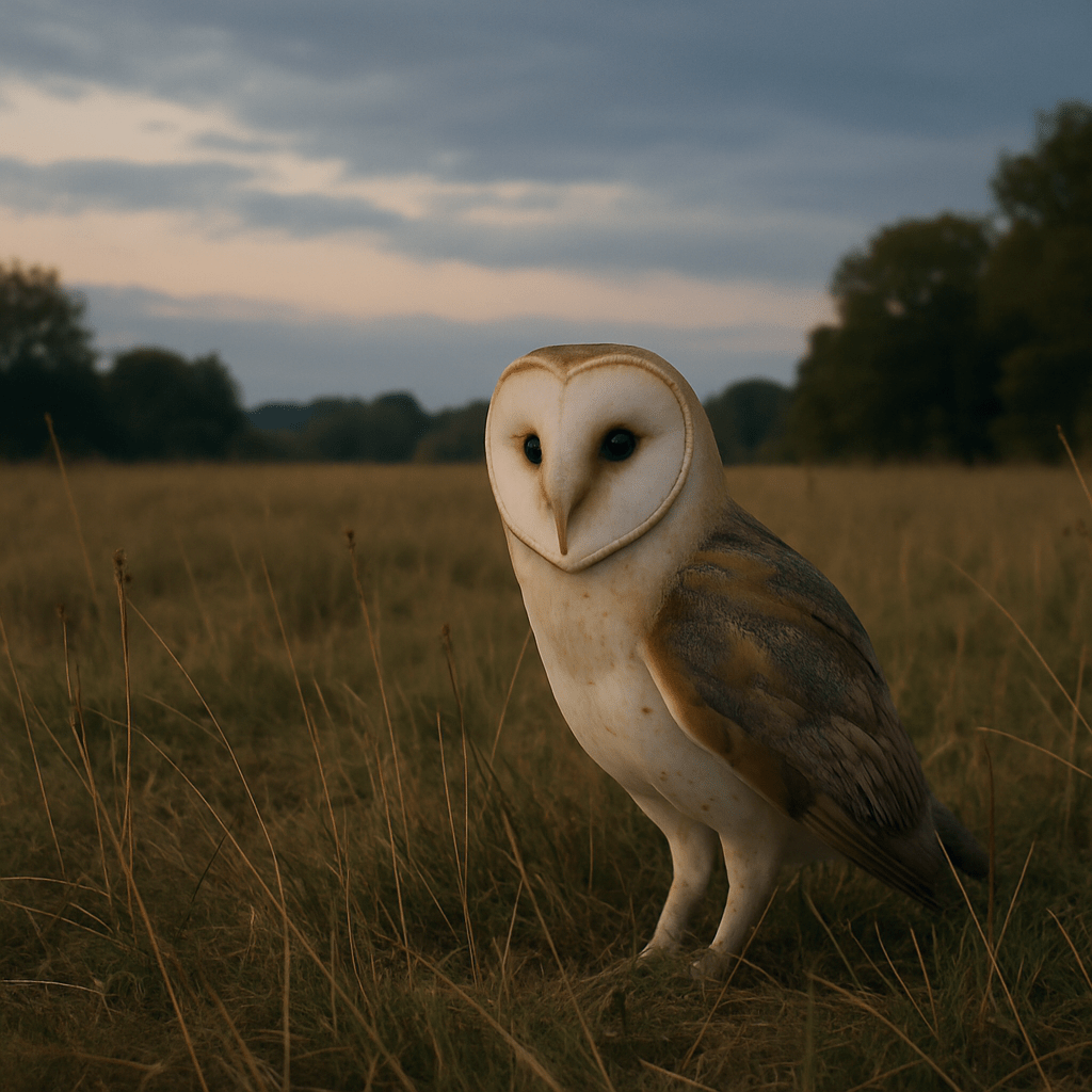 Le visage en forme de cœur d'une chouette effraie