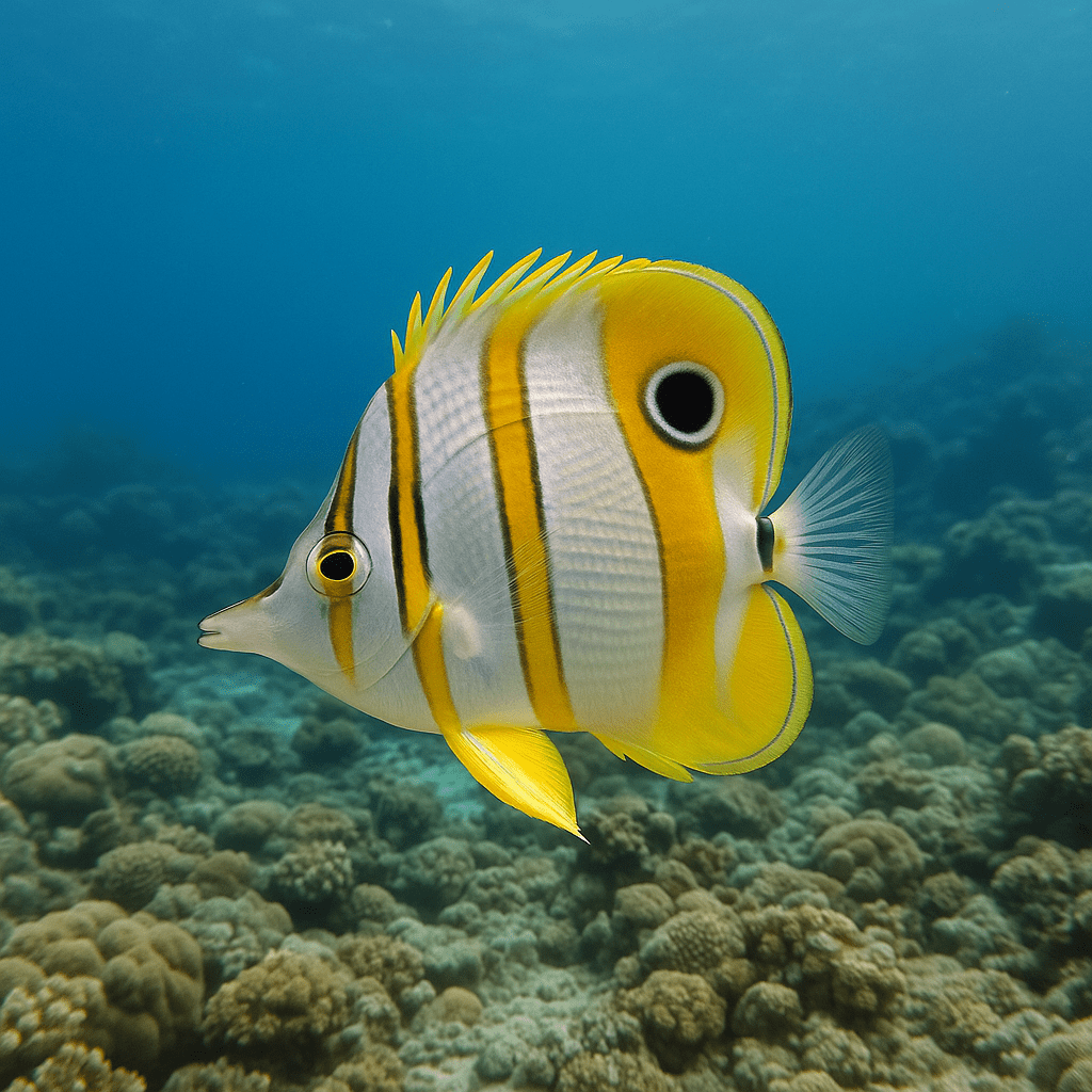 Poisson-papillon montrant ses faux yeux géants