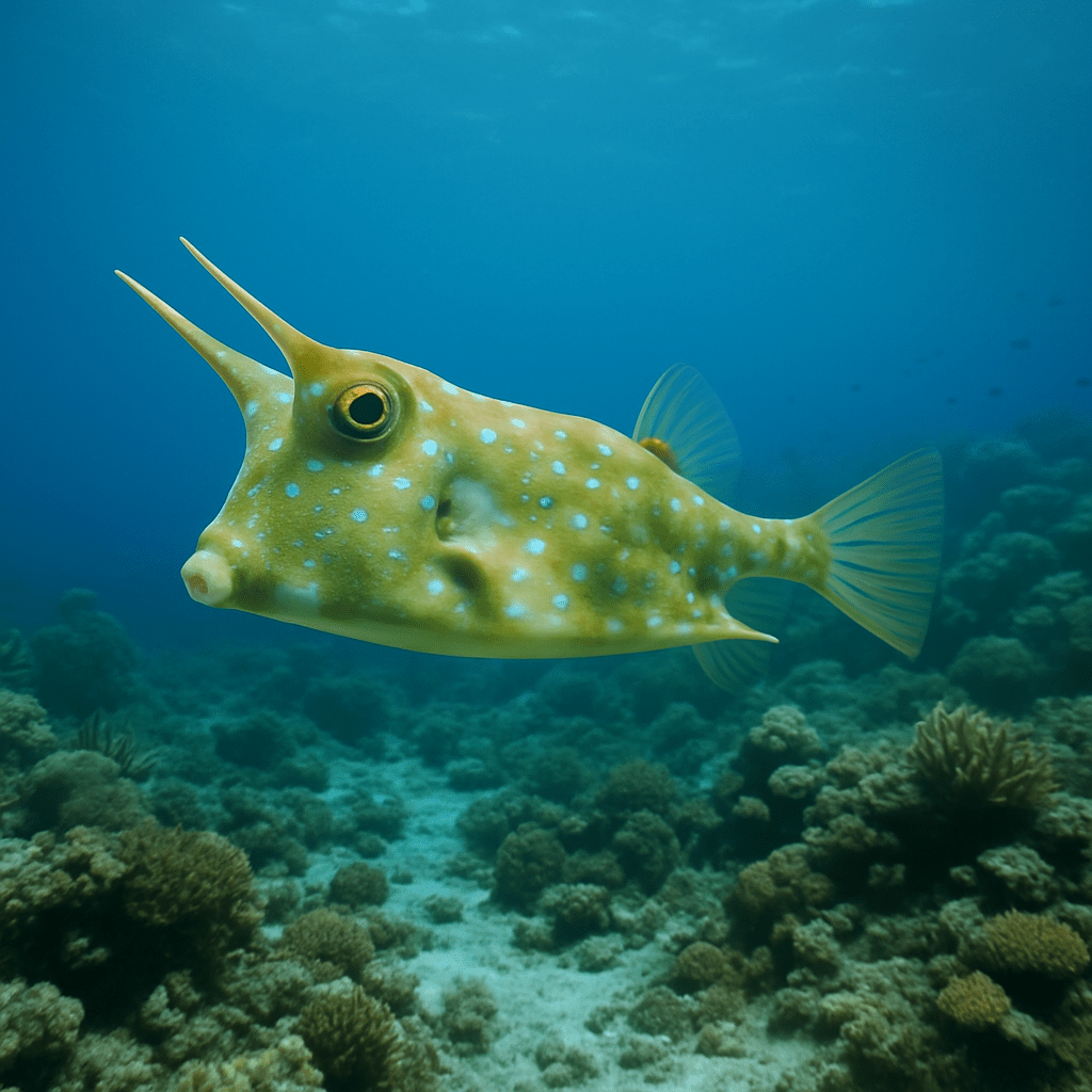 Poisson-vache montrant ses cornes pour se défendre