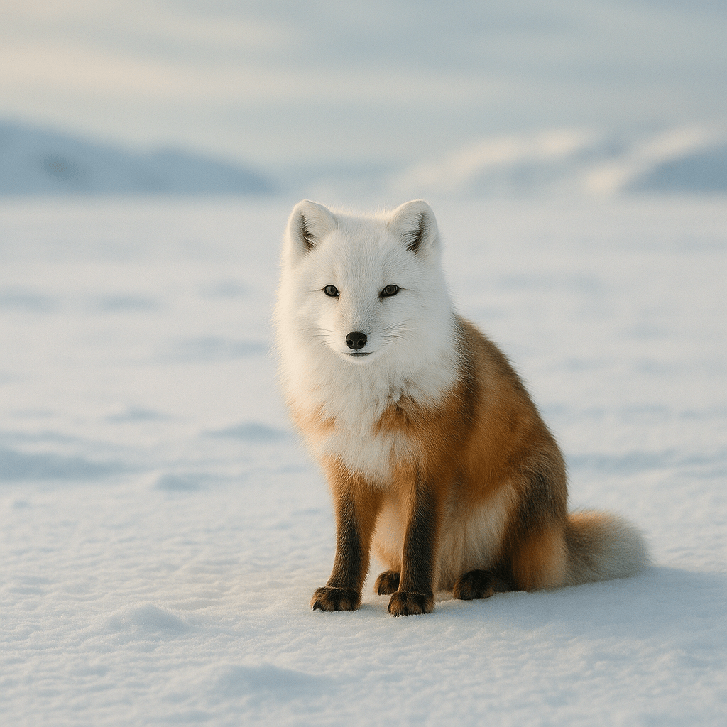 Renard polaire blanc dans la neige