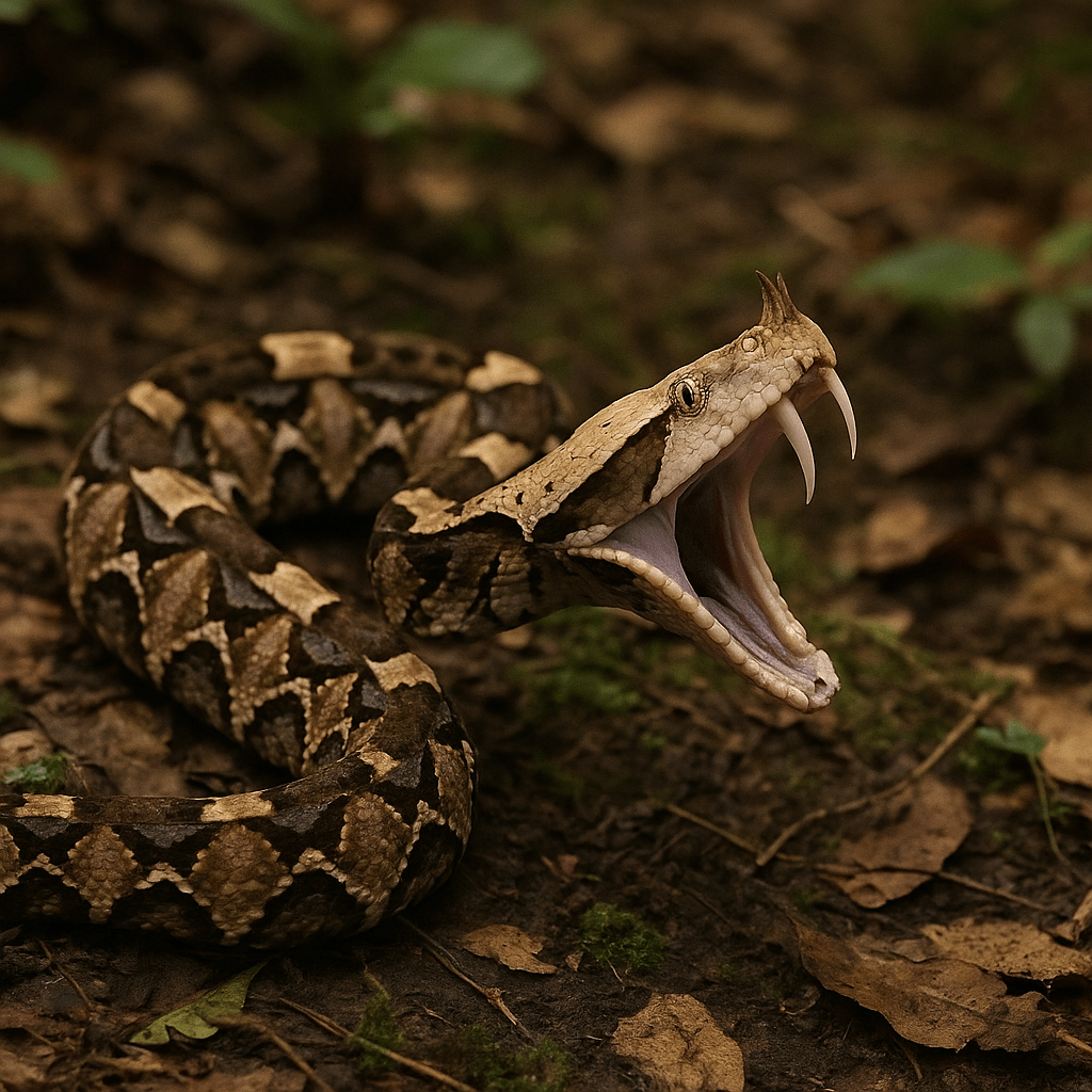 Portrait de la vipère du Gabon