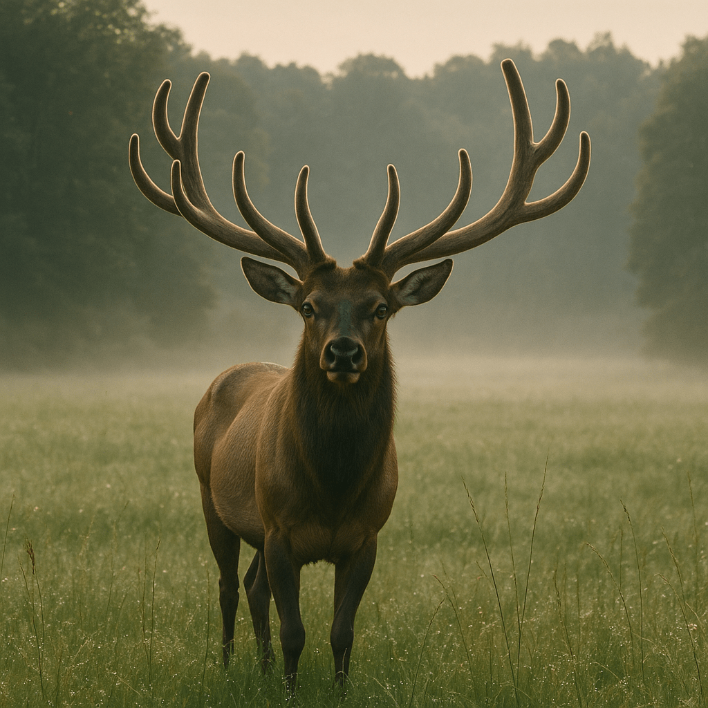 Wapiti avec ses grands bois en croissance