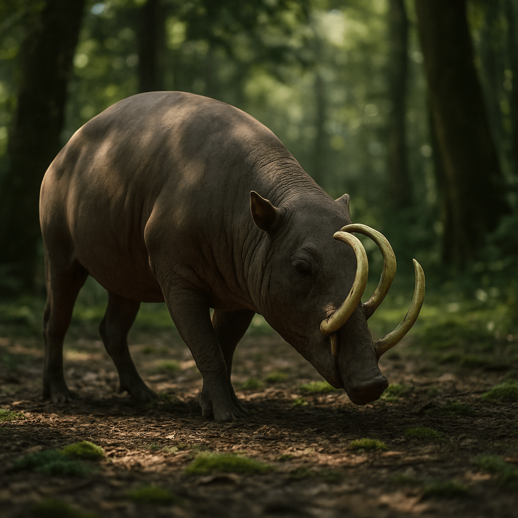 Babiroussa montrant ses longues défenses incurvées