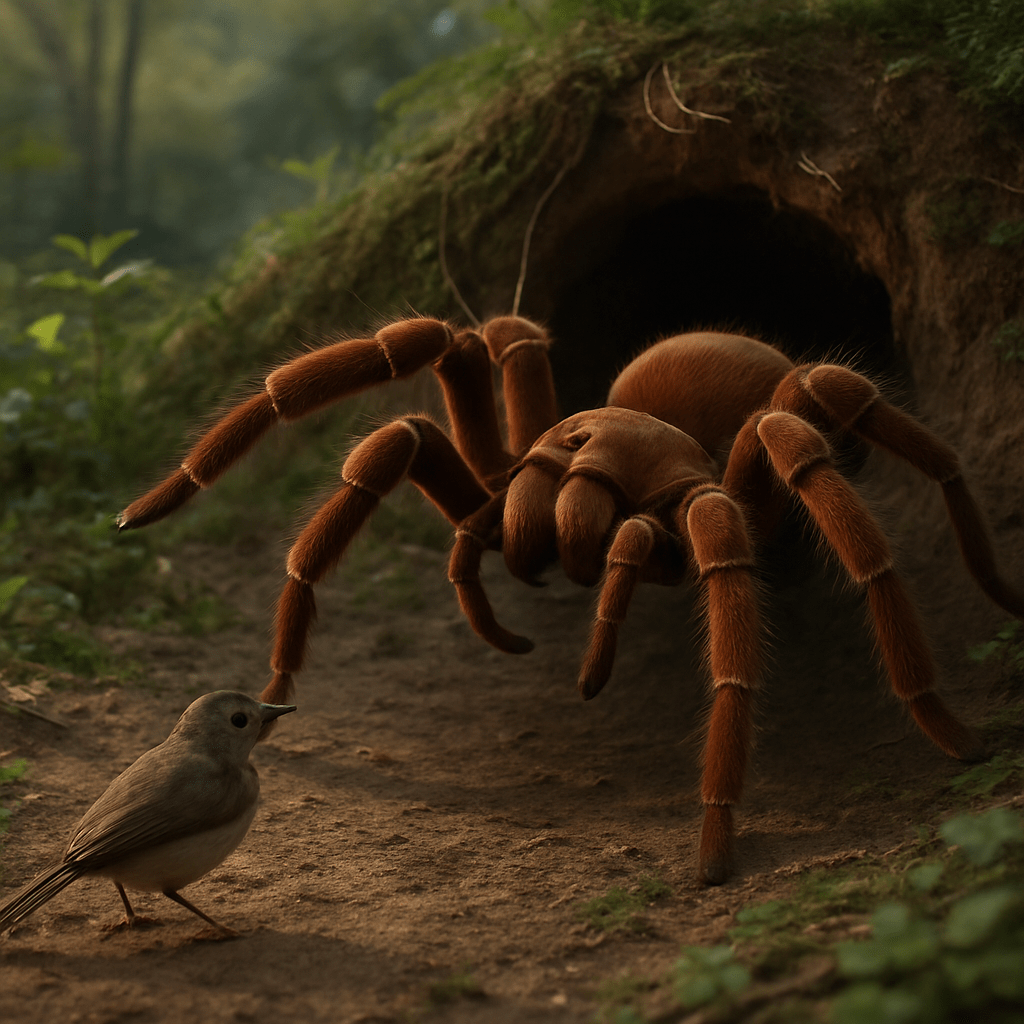 Mygale de Leblond attrapant un oiseau