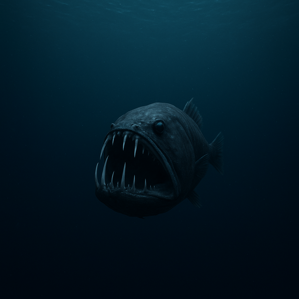 Poisson-ogre avec des dents proéminentes