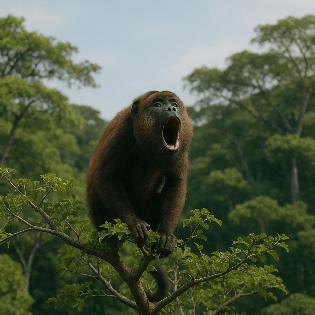 Singe hurleur criant dans la forêt