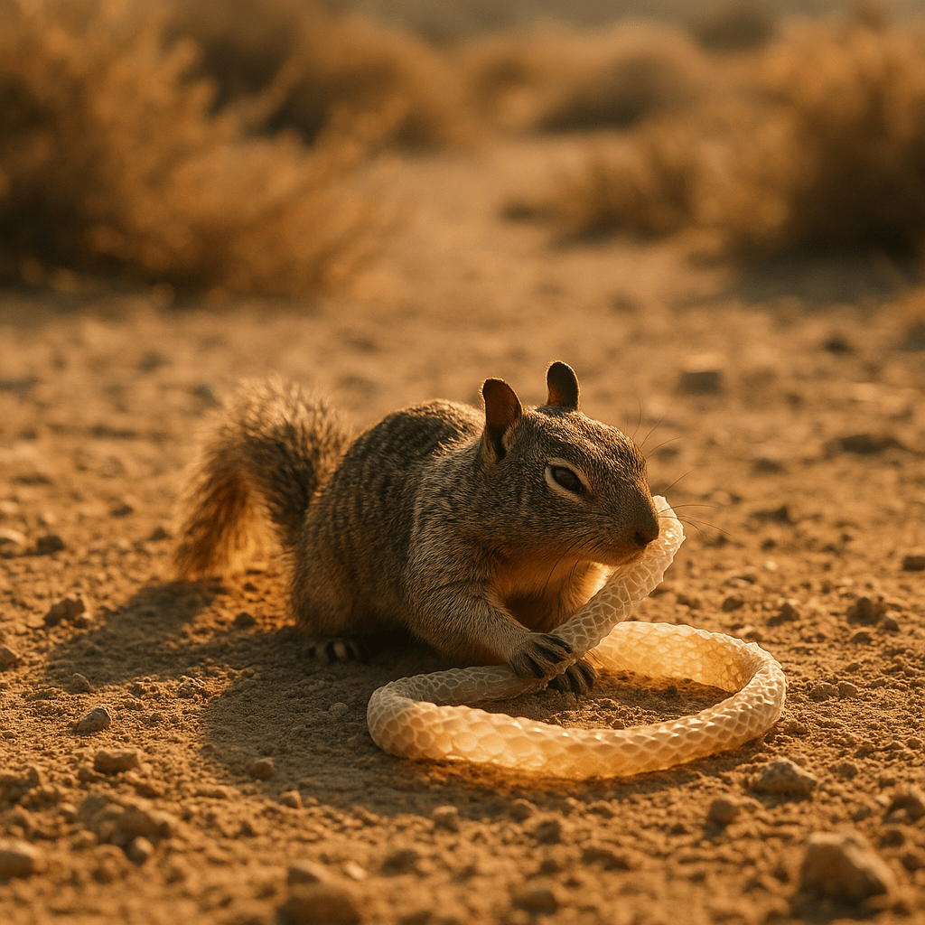 Écureuil de Californie se parfume avec l'odeur des serpents